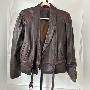 Vintage from Paris Leather and Snakeskin Trimmed Jacket Size M/L